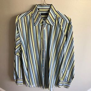 7 Diamonds Striped Blue and Green Shirt